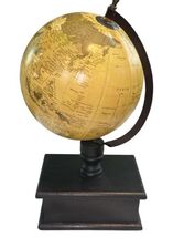 Vintage Style World Globe on Wood Base w/ Drawer 16" Tall Desk Decor India - $19.79