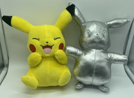 Pikachu Plush Silver Pokemon 25th Anniversary Celebration &amp; 8 in Yellow Pikachu - £8.99 GBP