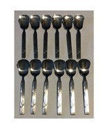 Clover Bamboo Pattern Stainless Steel Ice Cream Tea Spoons 5 1/8&quot; Set Of 12 - £29.83 GBP