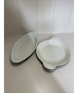Vintage Hall 435 &amp; 522 Olive Green  Baking Dishes Small Made in USA Set ... - $27.59 CAD