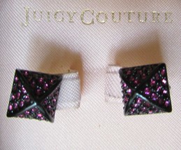 Juicy Couture Earrings Pave Pyramid Studs Amethyst Black New $42 - $31.68