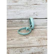 Vintage Clip On Earrings - Aqua Blue Unusual Elongated Folded Hoop - $10.99