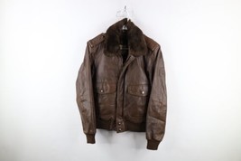 Vtg 70s Streetwear Mens 38 Distressed Lined Leather Flight Bomber Jacket... - £118.31 GBP