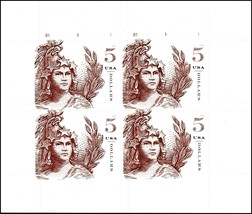 5297, Statue of Freedom $5.00 - PL# Block of Four Stamps - Stuart Katz - £28.73 GBP