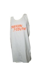 Vintage Single Stitch White Neon Orange Tank Top Oregon South Oneita 90s VTG USA - £19.69 GBP