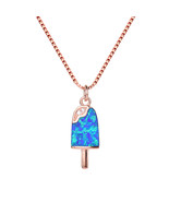 Blue Opal &amp; Cubic Zirconia 18K Rose Gold-Plated Popsicle Pendant Necklace - £15.00 GBP