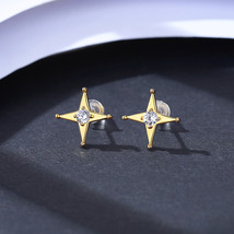 4 Mang Star Earrings S925 Silver Diamond Earrings Small Simple Sweet Student Wom - £12.82 GBP