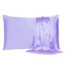 Purple Dreamy Set Of 2 Silky Satin Queen Pillowcases - £25.03 GBP