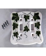 CARDINAL CHINA Ivory Double Light Switch Wall Cover Plate w/ Green Ivy L... - $276.35 MXN
