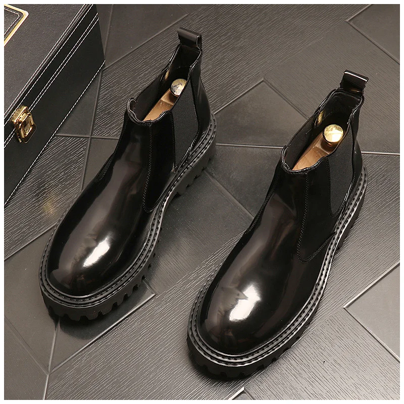 mens  wedding party dress chelsea boots trend platform shoes  leather bottes hom - $135.82