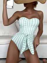 Sexy One Piece Swimsuit Striped Swimwear - $128.44 CAD