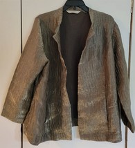 Womens Plus 14/16 Soft by Avenue Silver Green Metallic Open Blazer Jacket - £14.79 GBP