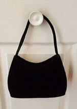 Black Velvet w/ Sequins Floral Design Clutch Evening Bag w/ Satin Lipstick Case - £11.90 GBP