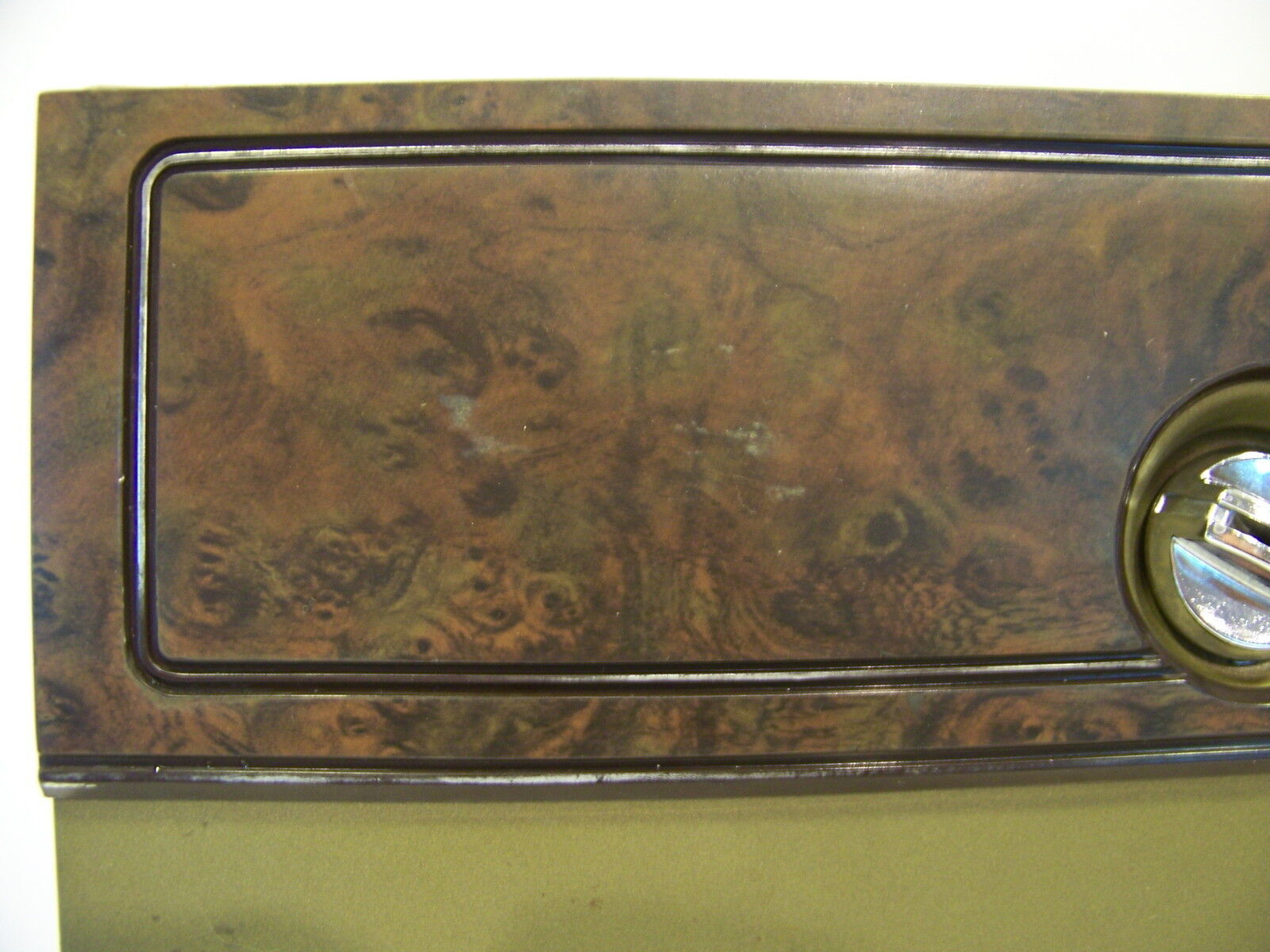 1972 DODGE POLARA GLOVEBOX DOOR W/ HINGE & WOOD GRAIN NICE OEM PIECE