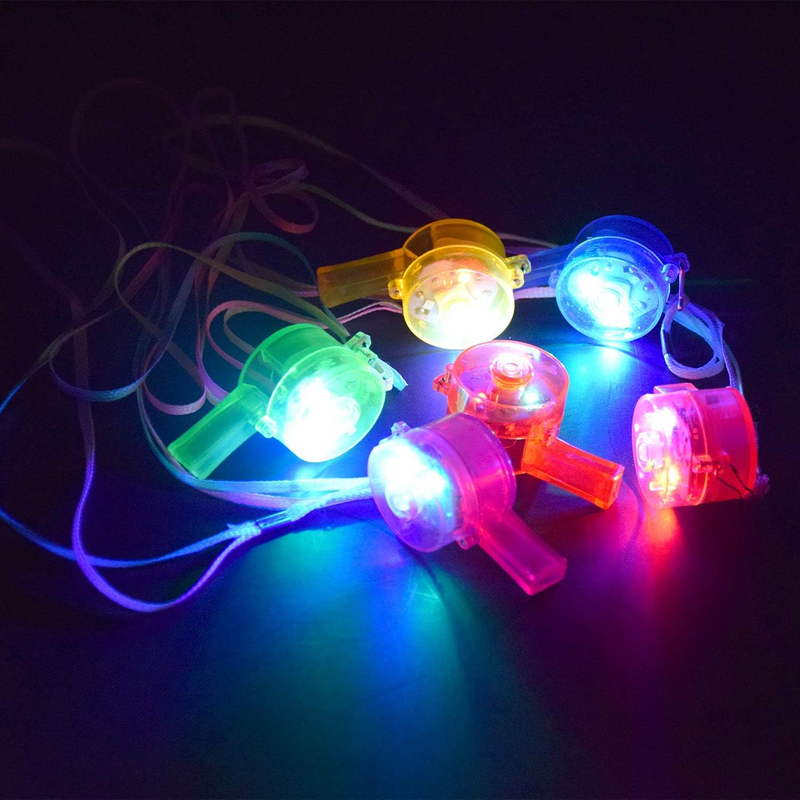M.Best 12 Pack LED Light up Glow Whistles with Lanyard Necklace Glow in the Dark Item image 4