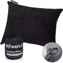 POWERLIX Travel Camping Pillow - Memory Foam &amp; Inflatable - Removable Machine - £45.94 GBP