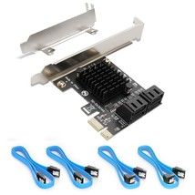 Pcie Sata Card, 4 Port With 4 Sata Cable, Sata Controller Expansion Card With Lo - £39.22 GBP