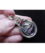 (#D-107) DICHROIC Fused GLASS Pendant SILVER PINK GREEN BLUE WOW - £51.97 GBP
