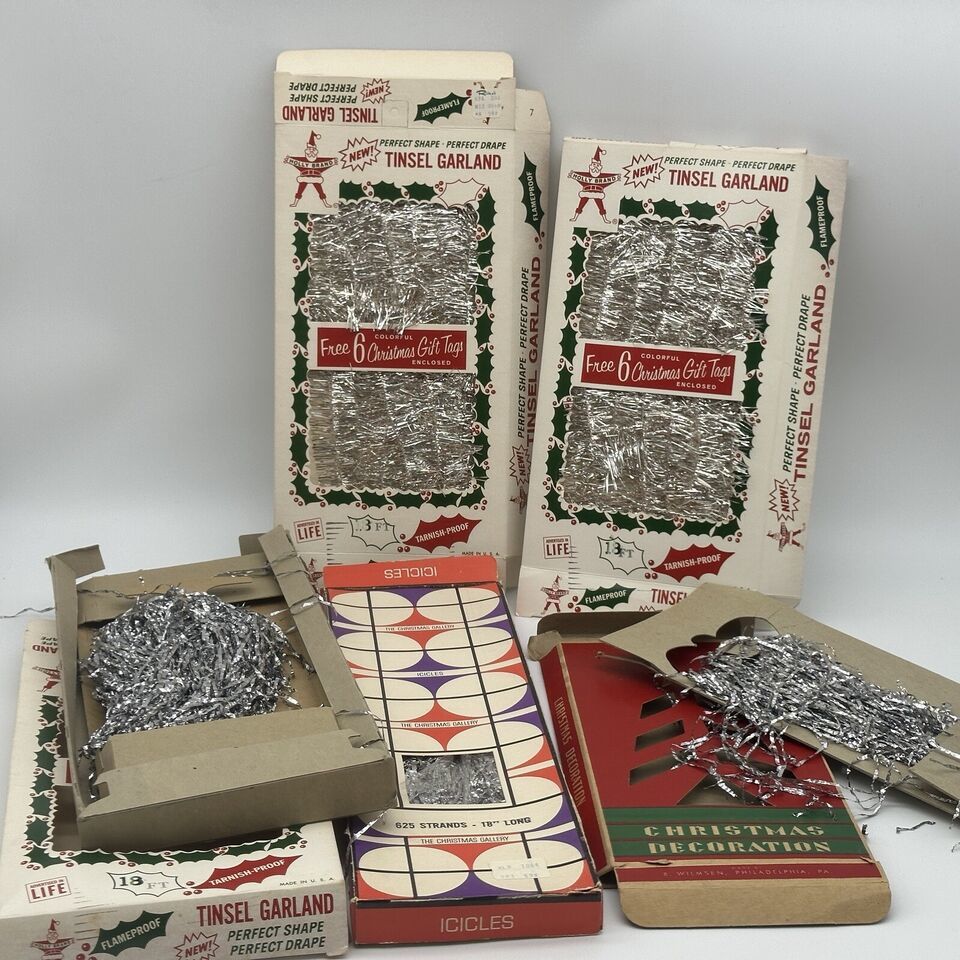 Primary image for Tinsel Icicles And Garland Lot In Boxes / Some Used Vintage