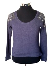 New With Tags Charlotte Russe Sweatshirt Juniors Size Medium Beaded Gray Top - £12.78 GBP