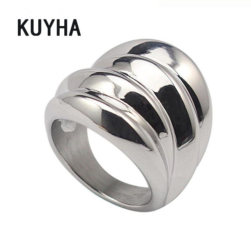 316L Stainless Steel Punk Rings for Women Unique Fashion Jewelry Ring Silver Col - £12.50 GBP