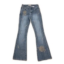 Paco Vintage Flare Jeans ~ Sz 3 ~ Embroidered Blue ~ Low Rise ~ 31&quot; Inseam - $31.49