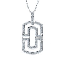 0.38 Ct Diamond Mini Dog Tag Pendant Necklace 14k White Gold 16&quot; - $2,276.01