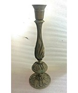 OLD BRONZE FLOWER CARVED CANDLESTICK CANDLE HOLDER-DECORATIVE CANDLESTIC... - £54.38 GBP