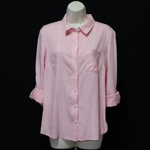 Tommy Hilfiger Women&#39;s Button Front Shirt M Medium Pink Plaid Roll Tab S... - £26.33 GBP