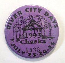 Chaska Minnesota River City Days 1993 Button Pin 2.25&quot; Lavender Purple  ... - £11.05 GBP