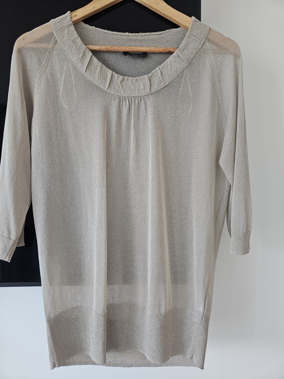 Pied A Terre Top Sheer Beige Gold 100% Silk Womens  UK16 New - $17.52