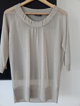 Pied A Terre Top Sheer Beige Gold 100% Silk Womens  UK16 New - $17.52