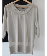Pied A Terre Top Sheer Beige Gold 100% Silk Womens  UK16 New - $17.52