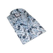 Men's Shirt By CASILA Turkey Cotton Blend Long Sleeves 501670-02 White Paisley image 2