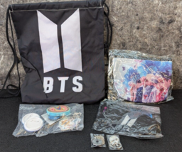 NEW BTS Cinch Canvas Bag Black + Gift Pack (Stickers, Keychain, Bands, P... - $17.79 CAD