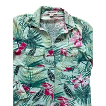 Tommy Bahama Shirt Women&#39;s Size Medium Green Hawaiian Long Sleeve Palm Tree - $12.86