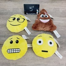 Emoji Emoticon Plush 5&quot; Nerdy, Girly Poo Poop, Teeth, Eyes Lot of 4 - £14.91 GBP
