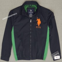Us Polo Assn New Mens Full Zip Light Jacket Soft Interior Nwt Navy Blue / Green - £18.81 GBP