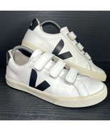 Veja Women’s Esplar Fashion Sneaker Sz 8 White Leather Black Logo Strap ... - $83.29 CAD