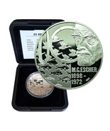 Netherlands 20 Euro 1998 M. C. Escher Silver Coin CoA+Box 04308 - £141.53 GBP