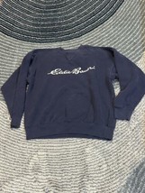 Vintage Eddie Bauer Sweatshirt Mens XL Blue Spellout Hiking Camping Sweater 90s - £23.15 GBP