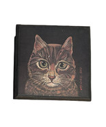 Vintage 1990 Hand Painted Artisan Black Wooden Cat Trinket Storage Box 7... - $39.37 CAD