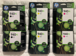 HP 940XL Black Magenta Yellow Ink Cartridges C4906AN C4908AN C4909AN Retail Box - £34.77 GBP