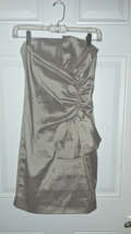 XXI Stunning Silver Gray Strapless Lined Party Dress Size S/M Full Zip Back - £14.94 GBP