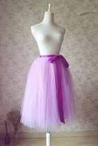 Purple Tulle Midi Skirt Outfit Women Custom Plus Size Tulle Party Tutu Skirt image 5
