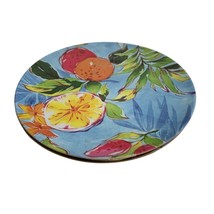 Melamine Fruit Plate 9 in Diameter Set of 2 Blue Fruit Leaves Terracotta... - $9.89