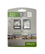 2 Pack PNY Elite Class 10 U1 V10 SDHC Flash Memory Card 32GB UHS-I 100MB... - €14,80 EUR