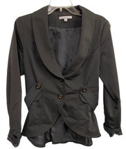 CABI Jacket Women’s Size 6 Dressy Career Black Shoulder pads Tail Buttons - £14.77 GBP