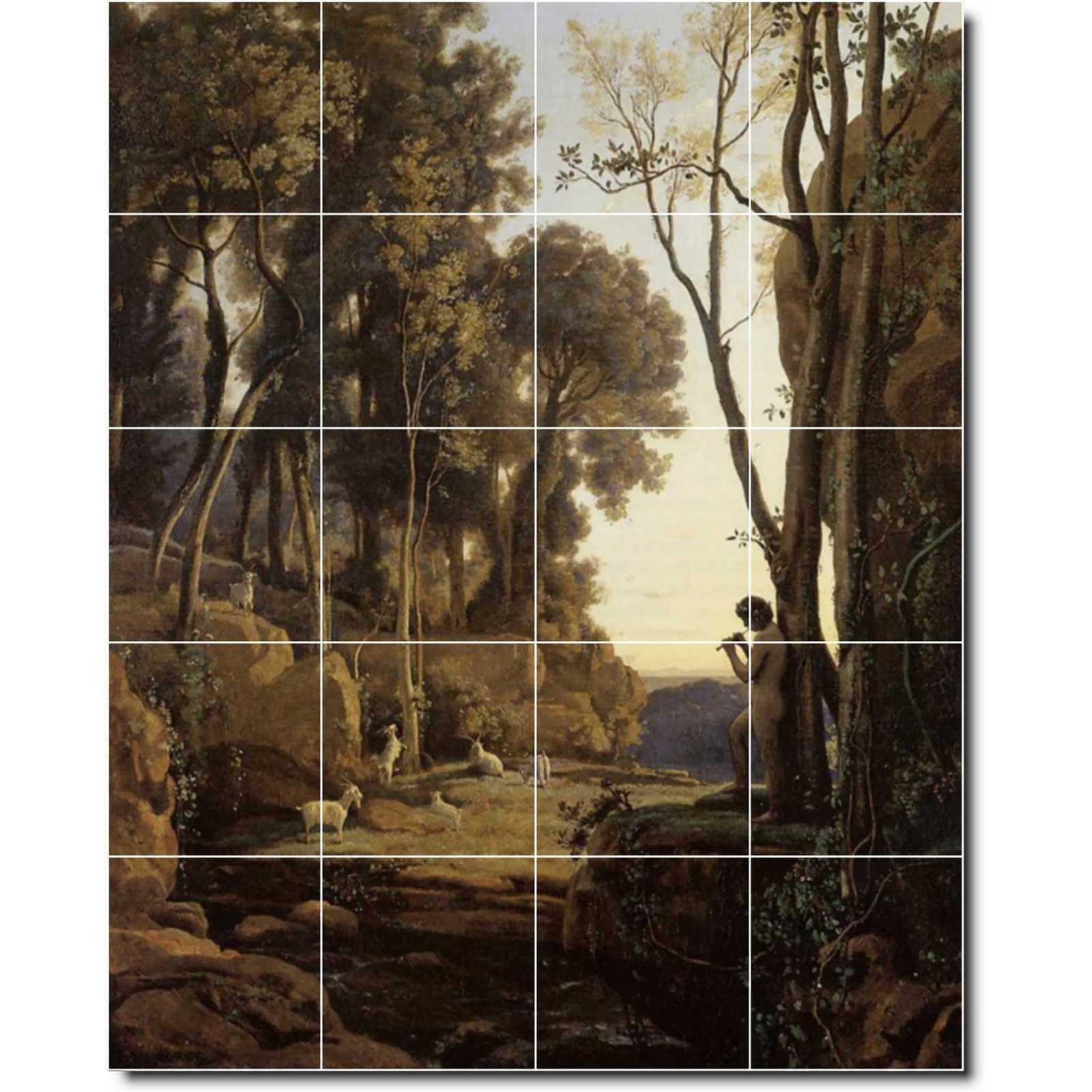 Corot jean landscape setting sun aka the little shepherd