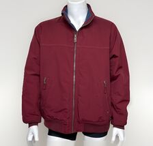Lands End Squall Jacket Mens L Crimson Red Fleece Lined Nylon Water Resi... - $35.50